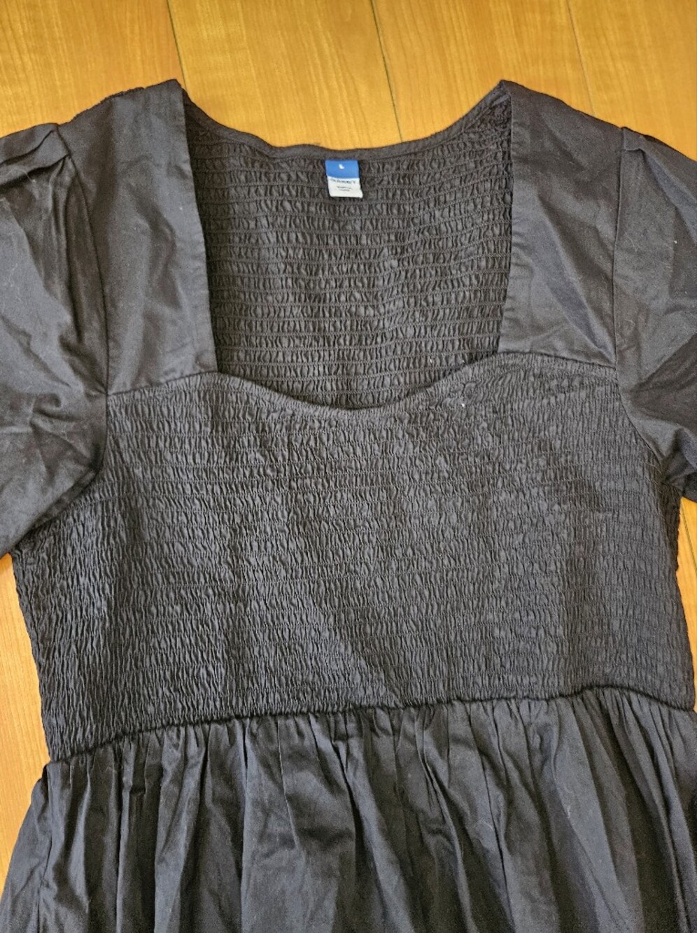 NEVER WORN Old Navy Black Smocked Square-Neck Midi Dress Sz Size L - Picture 5 of 13